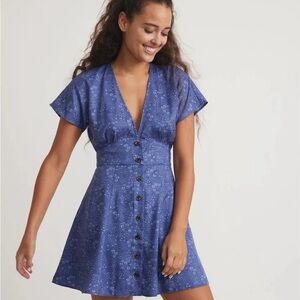 Marine Layer Camila Mini Dress in Navy Ditsy Floral Print